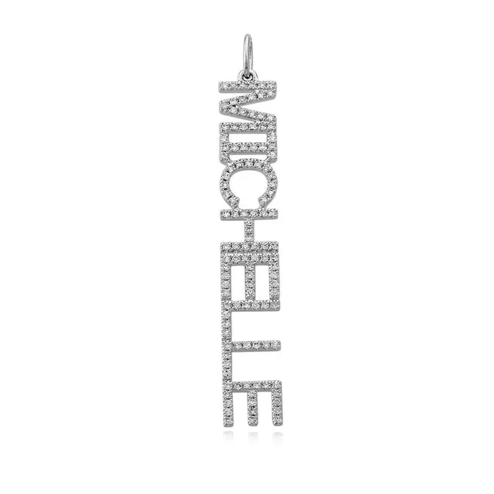 Charm Necklaces Pave Name Charm Alev Collection