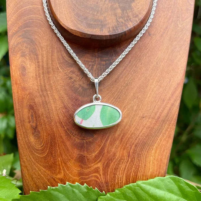 Crucian Gold Necklaces Mint Leaf Sterling Silver Pendant