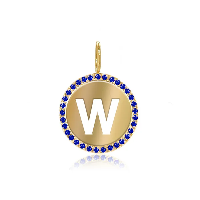 Cutout Initial Gemstones Pave Disc Charm Alev Collection Charm Necklaces