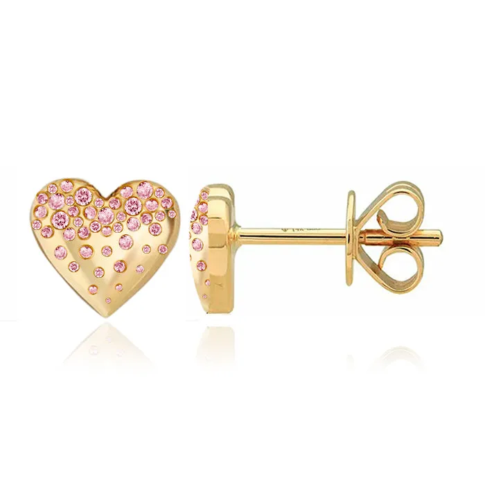 Dripping Scattered Gemstone Heart Studs Alev Jewelry Necklaces