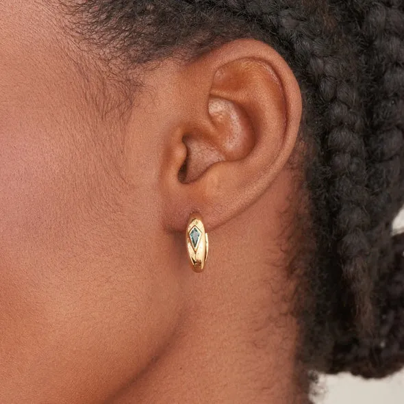 Earrings Ania Haie Gold Teal Sparkle Dome Hoop Earrings