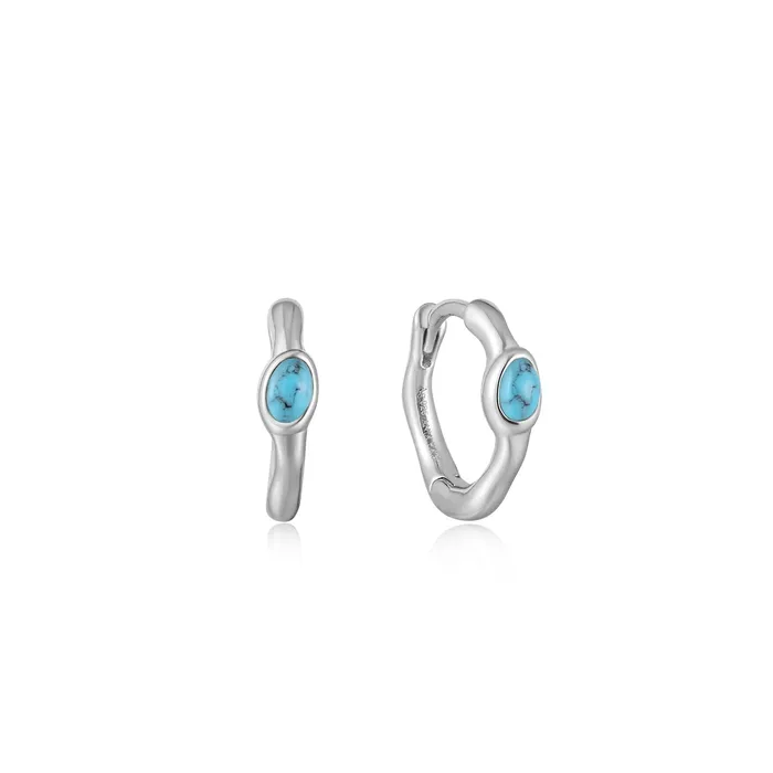 Earrings Ania Haie Making Waves Turquoise Wave Huggie Hoop Earrings