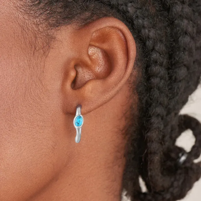 Earrings Ania Haie Making Waves Turquoise Wave Huggie Hoop Earrings