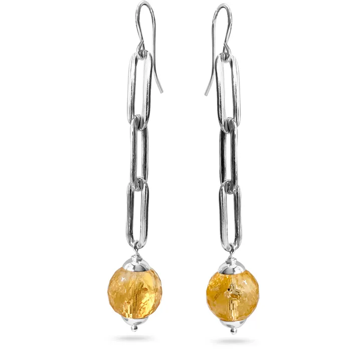 Earrings Elisa Ilana Golden Citrine Paperclip Chain Earrings