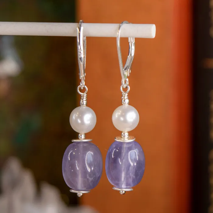 Earrings Elisa Ilana Lavender Chalcedony Leverback Earrings