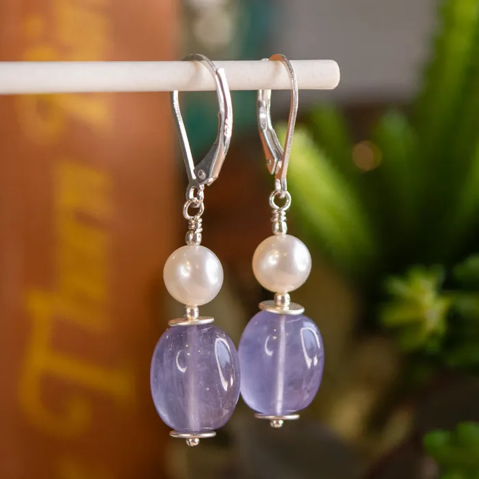 Earrings Elisa Ilana Lavender Chalcedony Leverback Earrings