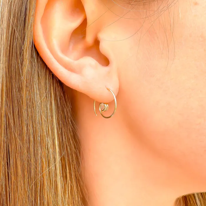 Earrings Mini CZ Spiral Hoop Earrings 14K Gold Filled Hoops By Hand Earrings Mini CZ Spiral Hoop Earrings 14K Gold Filled Hoops By Hand