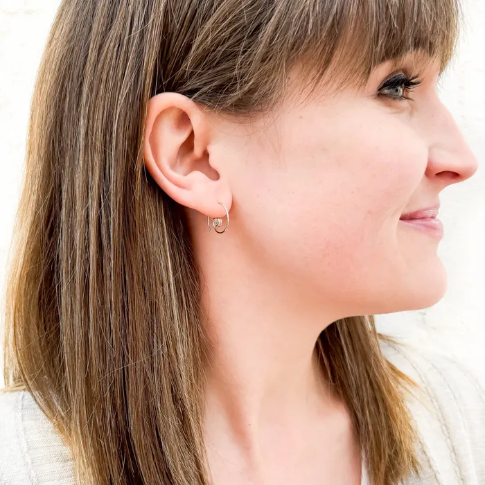 Earrings Mini CZ Spiral Hoop Earrings 14K Gold Filled Hoops By Hand Earrings Mini CZ Spiral Hoop Earrings 14K Gold Filled Hoops By Hand