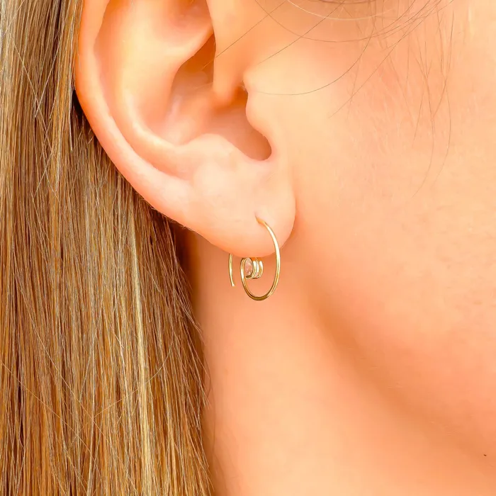 Earrings Mini CZ Spiral Hoop Earrings 14K Gold Filled Hoops By Hand Earrings Mini CZ Spiral Hoop Earrings 14K Gold Filled Hoops By Hand
