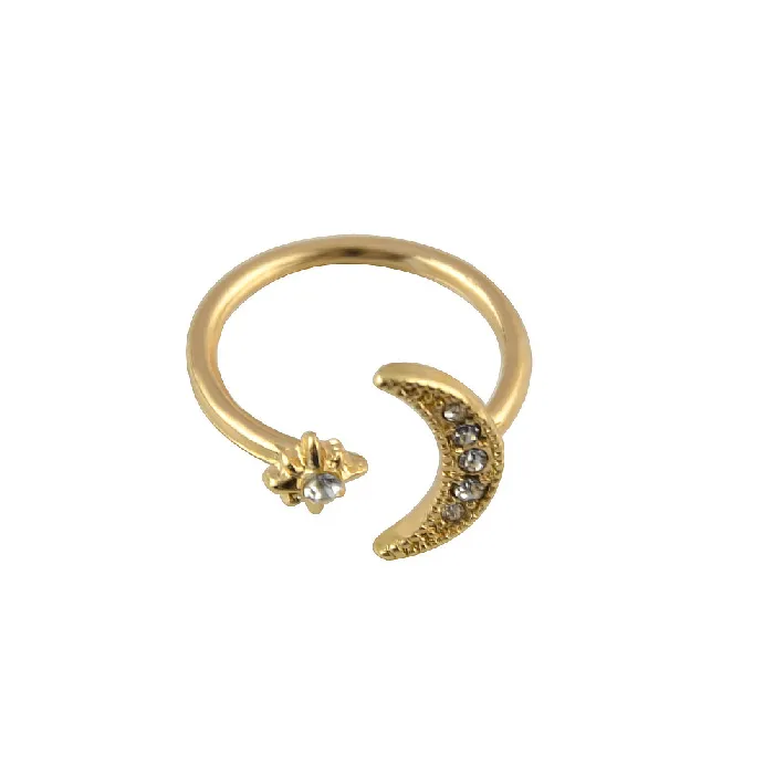 Earrings sparklingselections Beautiful Moon and Star GoldColor Alloy White Rhinestone Rings Earrings sparklingselections Beautiful Moon and Star GoldColor Alloy White Rhinestone Rings