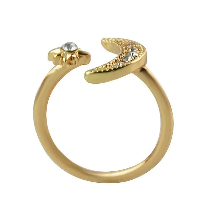 Earrings sparklingselections Beautiful Moon and Star GoldColor Alloy White Rhinestone Rings Earrings sparklingselections Beautiful Moon and Star GoldColor Alloy White Rhinestone Rings