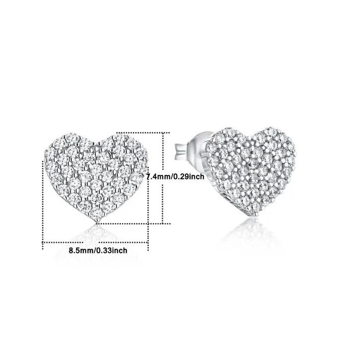 Earrings sparklingselections Heart Shaped Sliver Color Stud Earrings Earrings sparklingselections Heart Shaped Sliver Color Stud Earrings