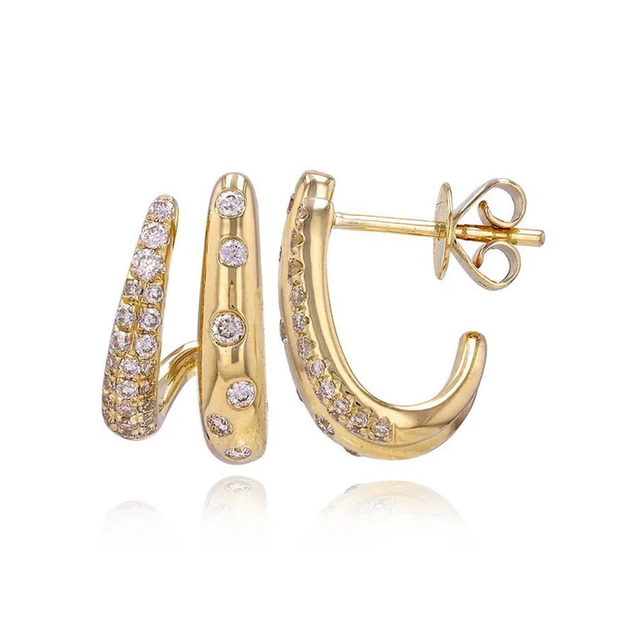 Earrings Two Wave Pave and Scattered Diamonds Wrap Earrings Alev Jewelry