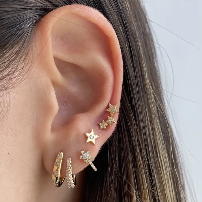 Earrings Two Wave Pave and Scattered Diamonds Wrap Earrings Alev Jewelry