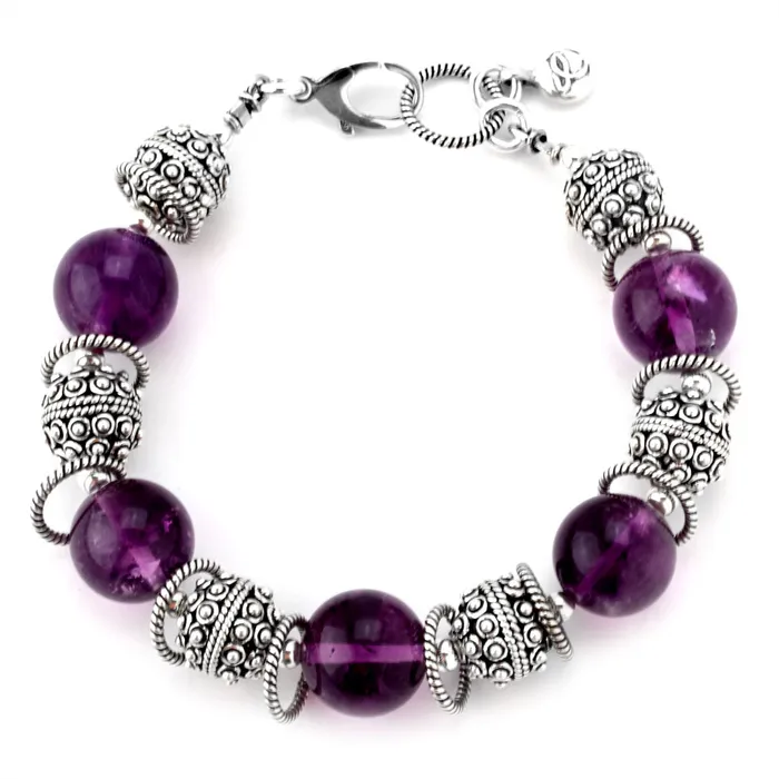 Elisa Ilana Bracelets Amethyst and Sterling Silver Bracelet 343083 Elisa Ilana Bracelets Amethyst and Sterling Silver Bracelet 343083