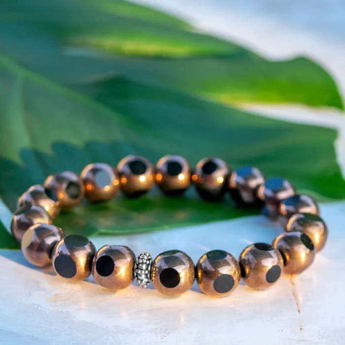 Elisa Ilana Bracelets Black Ochre Beaded Stretch Bracelet