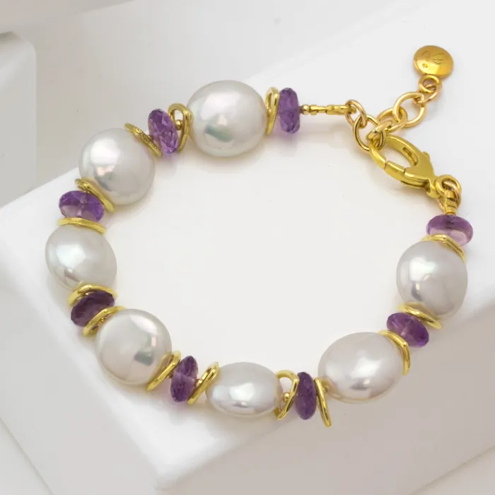 Elisa Ilana Bracelets Impressionist Collection Pearl Amethyst Bracelet