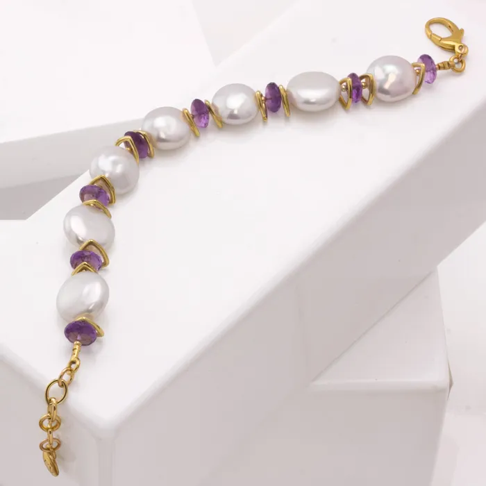Elisa Ilana Bracelets Impressionist Collection Pearl Amethyst Bracelet