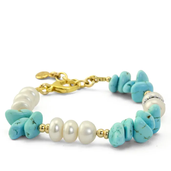 Elisa Ilana Bracelets Impressionist Collection Turquoise Nuggets Pearl Bracelet