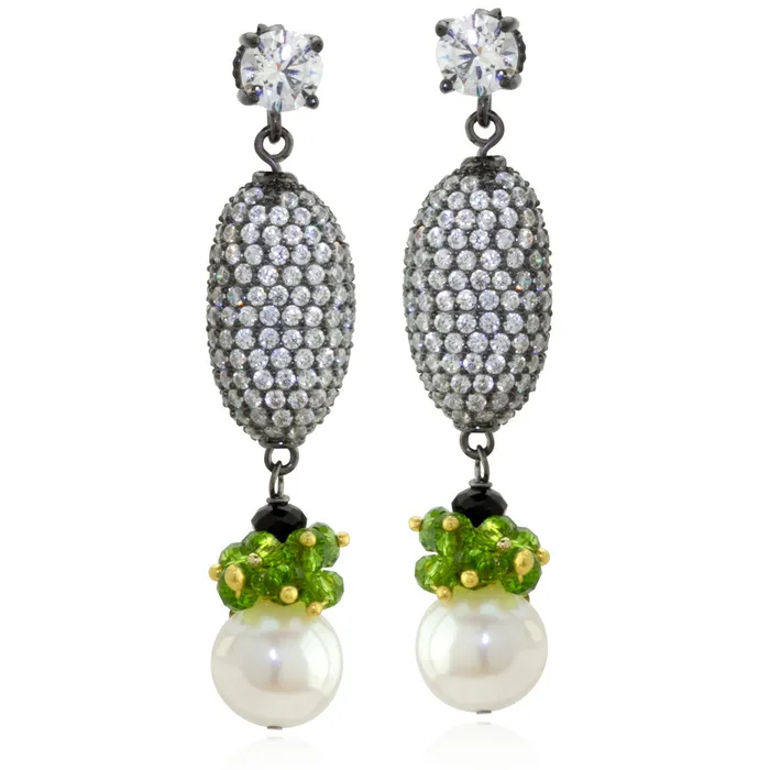 Elisa Ilana Earrings Peridot Onyx Earrings