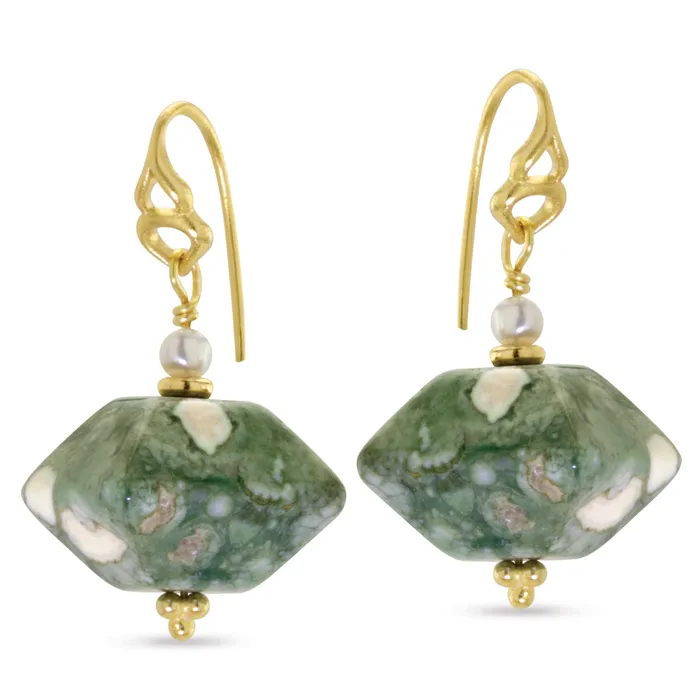 Elisa Ilana Rhyolite Freshwater Pearl Drop Earrings Earrings
