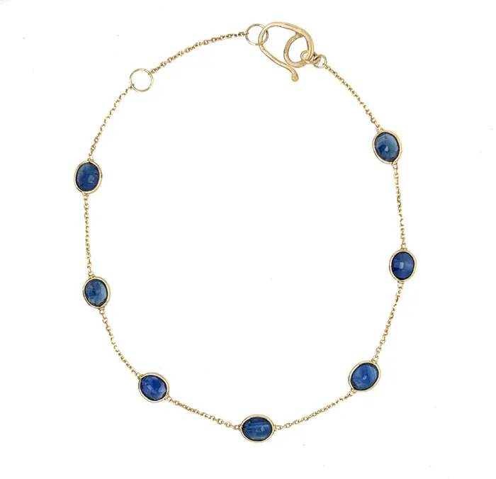 Emily Amey Jewelry Bracelets Blue Sapphire station bracelet in 14k yellow gold