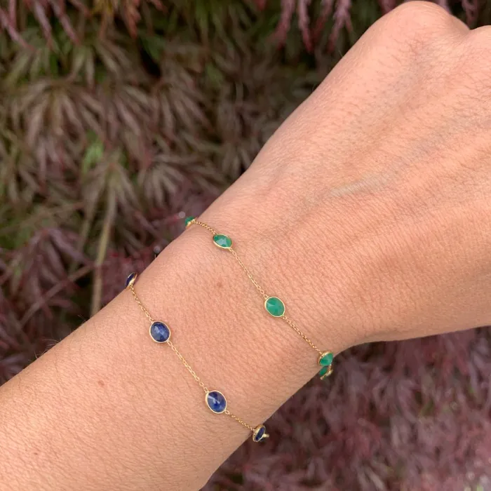 Emily Amey Jewelry Bracelets Blue Sapphire station bracelet in 14k yellow gold
