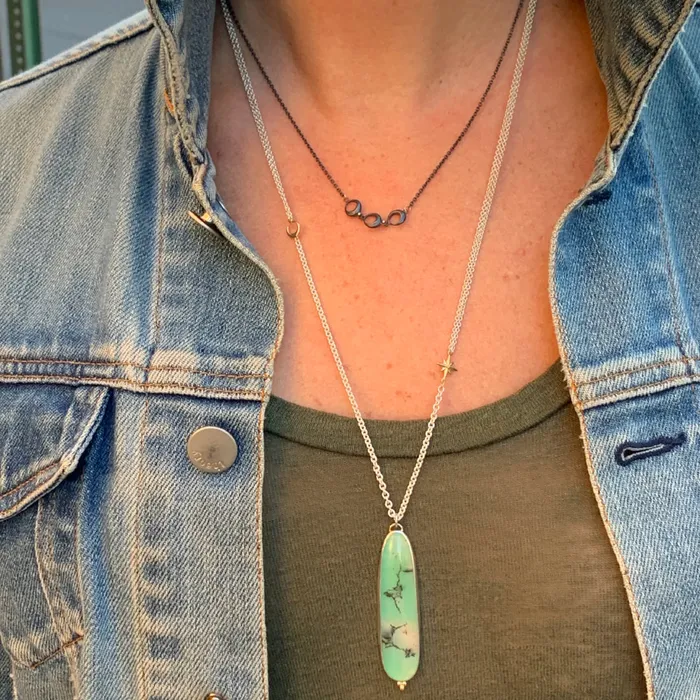 Emily Amey Jewelry Necklaces Dendritic Chrysoprase necklace in brushed sterling silver