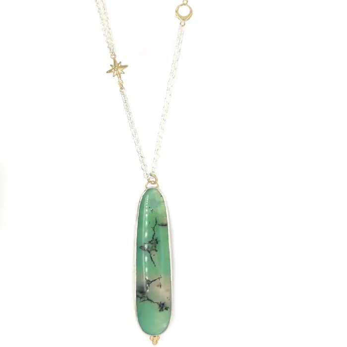 Emily Amey Jewelry Necklaces Dendritic Chrysoprase necklace in brushed sterling silver