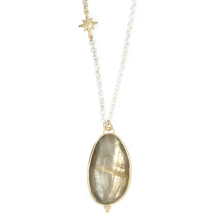 Emily Amey Jewelry Necklaces Rutile Quartz necklace in 14k gold and sterling silver Emily Amey Jewelry Necklaces Rutile Quartz necklace in 14k gold and sterling silver