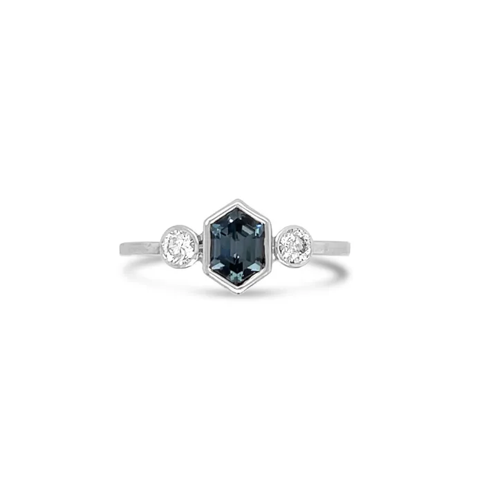 Emily Amey Jewelry Rings Elongated Hexagon Spinel ring in 14k white gold with Diamonds Emily Amey Jewelry Rings Elongated Hexagon Spinel ring in 14k white gold with Diamonds