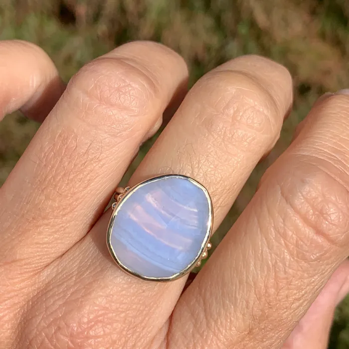 Emily Amey Jewelry Rings Lace Chalcedony Ring in 14k gold and sterling silver