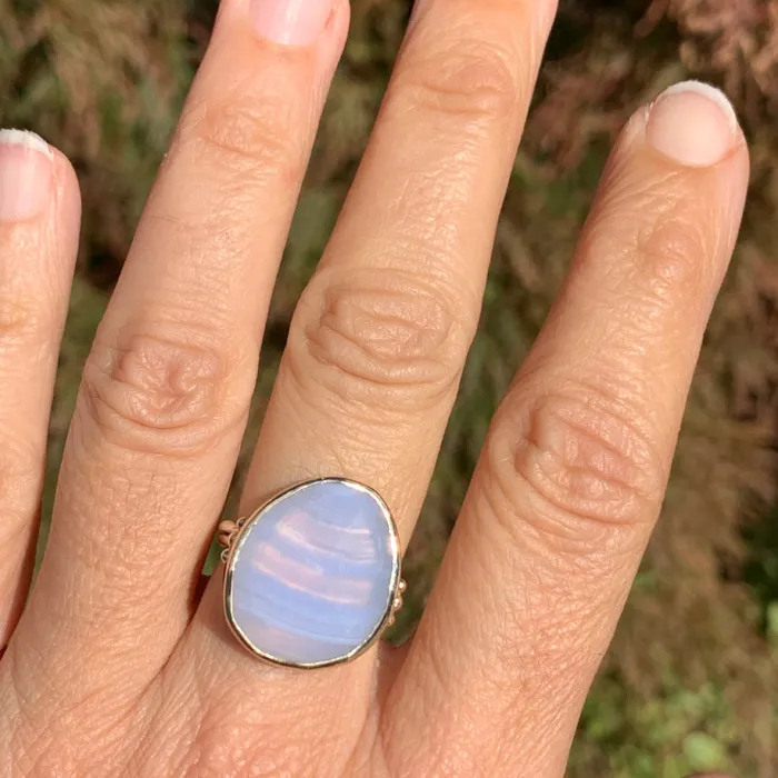 Emily Amey Jewelry Rings Lace Chalcedony Ring in 14k gold and sterling silver