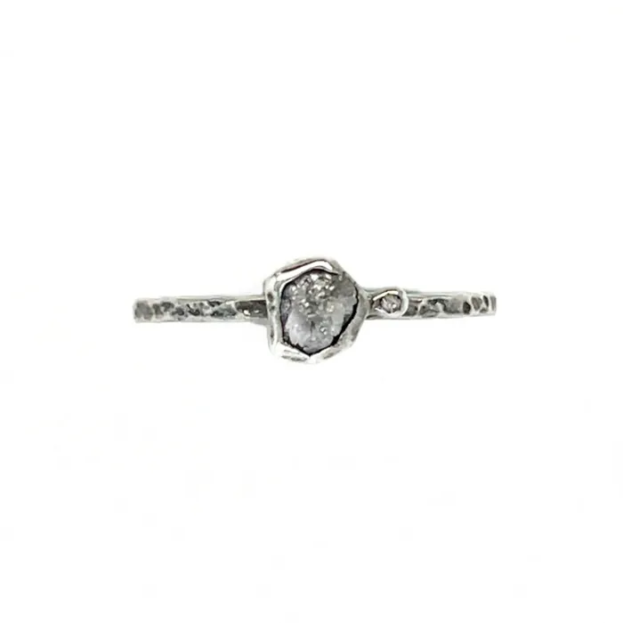 Emily Amey Jewelry Rings Raw Diamond Kindling stacking ring number 5 in Sterling silver Emily Amey Jewelry Rings Raw Diamond Kindling stacking ring number 5 in Sterling silver