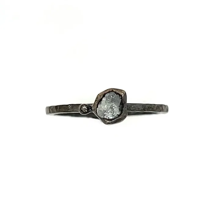 Emily Amey Jewelry Rings Raw Diamond Kindling stacking ring number 5 in Sterling silver