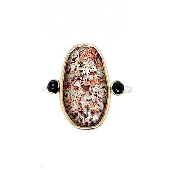 Emily Amey Jewelry Rings Titanium Quartz With Black Rosecut Spinel ring in 14k gold and sterling silver Emily Amey Jewelry Rings Titanium Quartz With Black Rosecut Spinel ring in 14k gold and sterling silver
