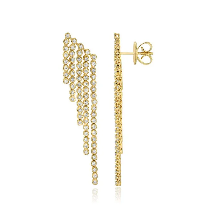 Five Line Cascade Diamond Bezel Drop Earrings Alev Collection Earrings