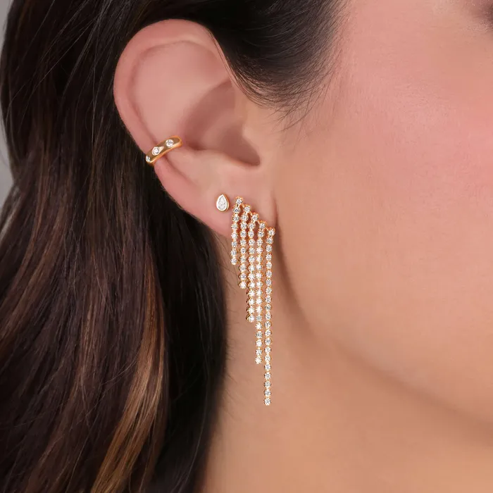 Five Line Cascade Diamond Bezel Drop Earrings Alev Collection Earrings