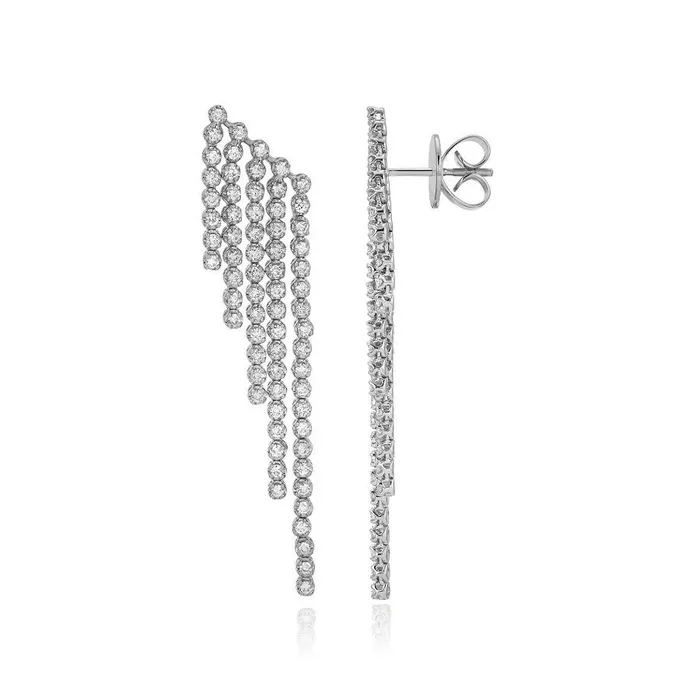 Five Line Cascade Diamond Bezel Drop Earrings Alev Collection Earrings