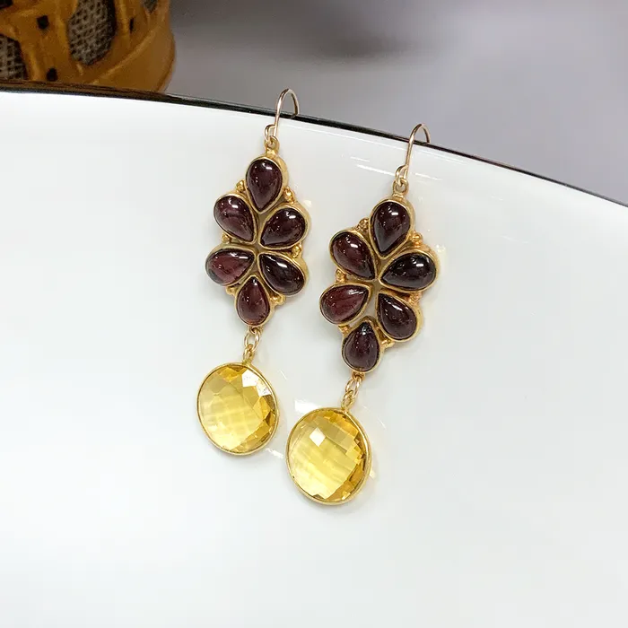 Garnet Floral Citrine Earrings Elisa Ilana Earrings