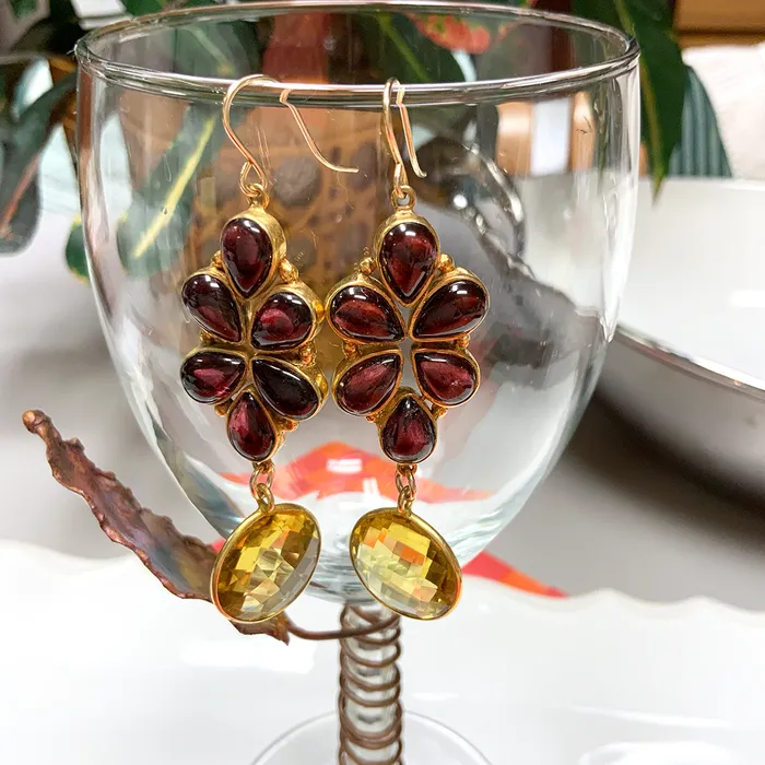 Garnet Floral Citrine Earrings Elisa Ilana Earrings Garnet Floral Citrine Earrings Elisa Ilana Earrings