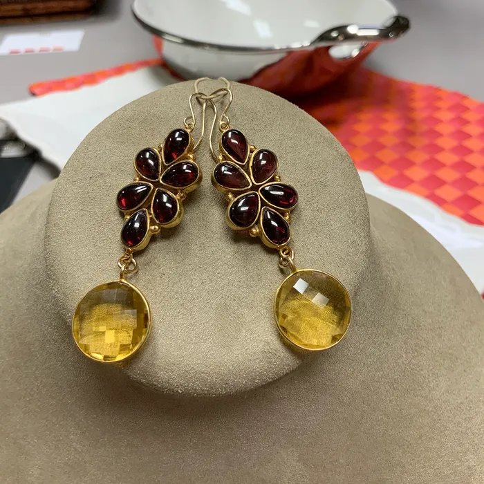 Garnet Floral Citrine Earrings Elisa Ilana Earrings Garnet Floral Citrine Earrings Elisa Ilana Earrings