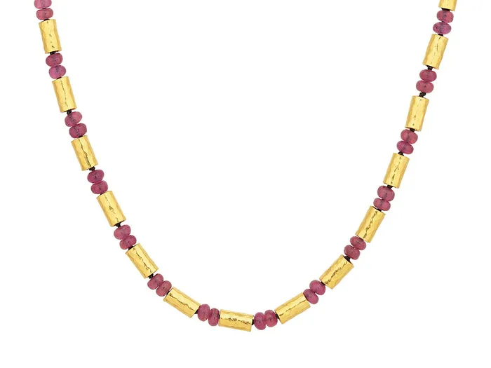 GG GOLD CLS Necklaces GURHAN Vertigo Gold Ruby SingleStrand Beaded Short Necklace Gold Tubes and Cabochon Beads GG GOLD CLS Necklaces GURHAN Vertigo Gold Ruby SingleStrand Beaded Short Necklace Gold Tubes and Cabochon Beads