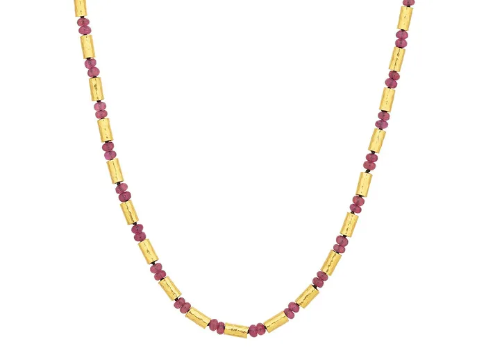 GG GOLD CLS Necklaces GURHAN Vertigo Gold Ruby SingleStrand Beaded Short Necklace Gold Tubes and Cabochon Beads GG GOLD CLS Necklaces GURHAN Vertigo Gold Ruby SingleStrand Beaded Short Necklace Gold Tubes and Cabochon Beads