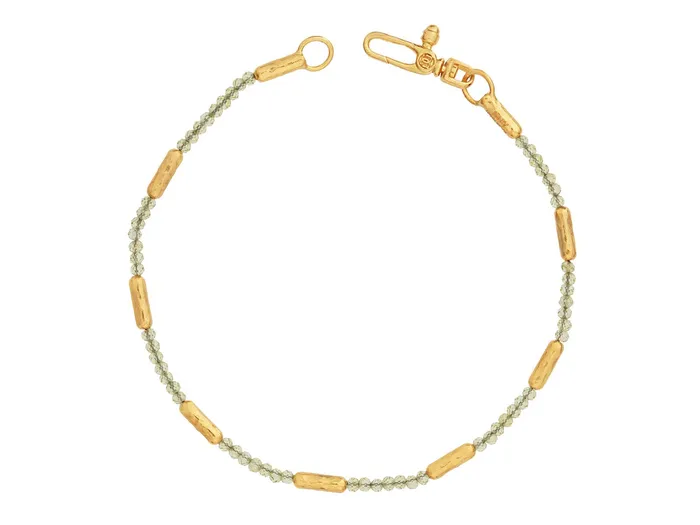 GG GOLD COR GURHAN Vertigo Gold Peridot Beaded SingleStrand Bracelet Hammered Gold Tubes Bracelets GG GOLD COR GURHAN Vertigo Gold Peridot Beaded SingleStrand Bracelet Hammered Gold Tubes Bracelets