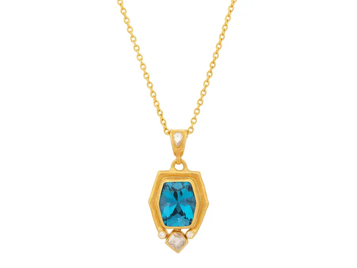 GG GOLD OOAK GURHAN Muse Gold Topaz Pendant Necklace 13x11mm Rectangle Stone set in Wide Frame Necklaces GG GOLD OOAK GURHAN Muse Gold Topaz Pendant Necklace 13x11mm Rectangle Stone set in Wide Frame Necklaces