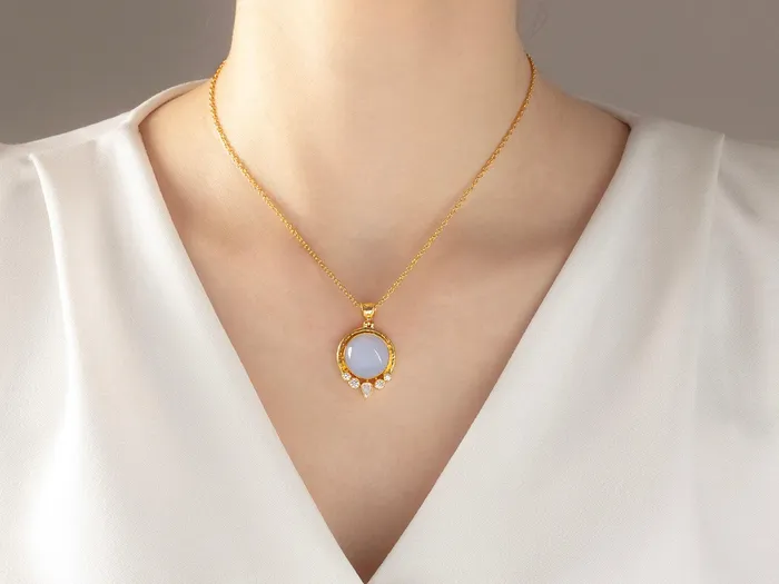 GG GOLD OOAK Necklaces GURHAN Muse Gold Chalcedony Pendant Necklace 17mm Round Set in Wide Frame GG GOLD OOAK Necklaces GURHAN Muse Gold Chalcedony Pendant Necklace 17mm Round Set in Wide Frame