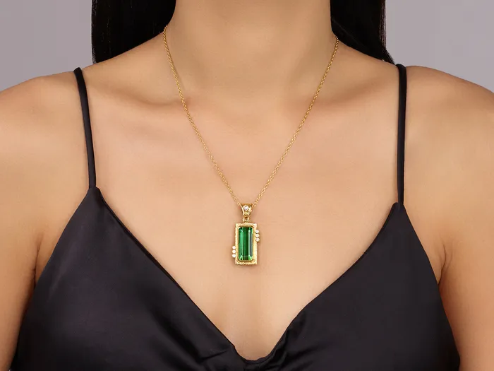 GG GOLD OOAK Necklaces GURHAN Muse Gold Tourmaline Pendant Necklace 21x10mm Rectangle Stone GG GOLD OOAK Necklaces GURHAN Muse Gold Tourmaline Pendant Necklace 21x10mm Rectangle Stone