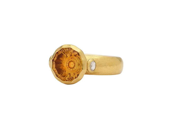 GG GOLD OOAK Rings GURHAN Prism Gold Citrine Cocktail Ring 11mm Round