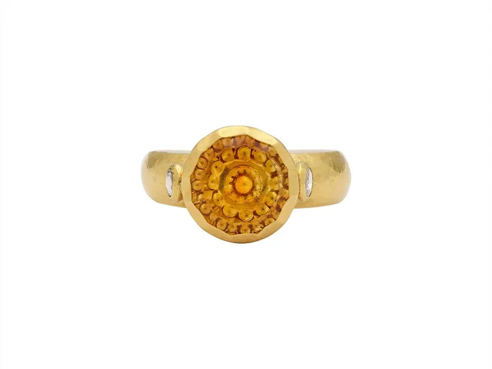 GG GOLD OOAK Rings GURHAN Prism Gold Citrine Cocktail Ring 11mm Round